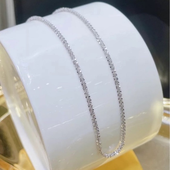 Silver necklace sparkling Italian womans sparkle beautiful classy elegant new - Picture 2 of 10